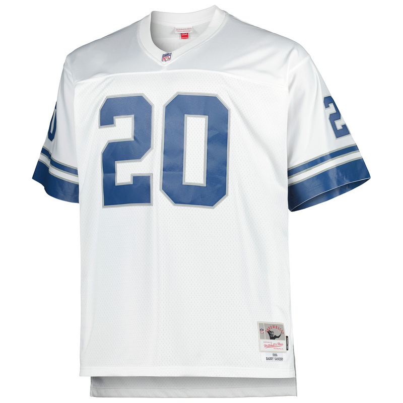 Men's Barry Sanders Mitchell & Ness White Big & Tall 1996 Retired Player Replica Jersey