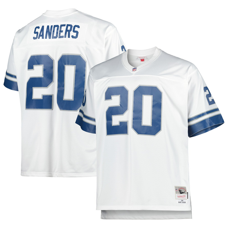 Men's Barry Sanders Mitchell & Ness White Big & Tall 1996 Retired Player Replica Jersey