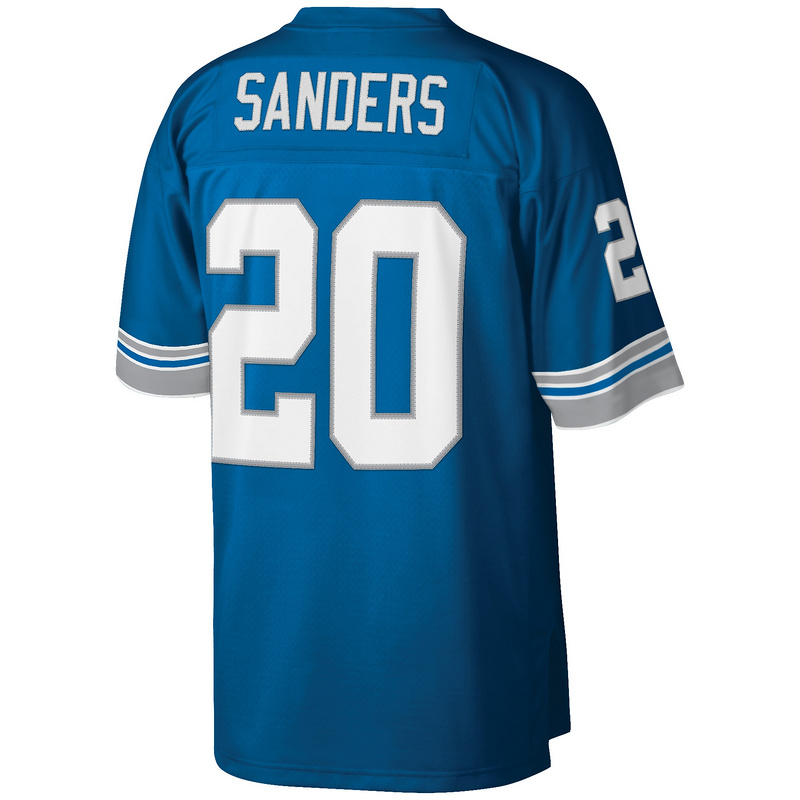 Detroit Lions Barry Sanders Mitchell & Ness Blue Big & Tall 1996 Retired Player Replica Jersey