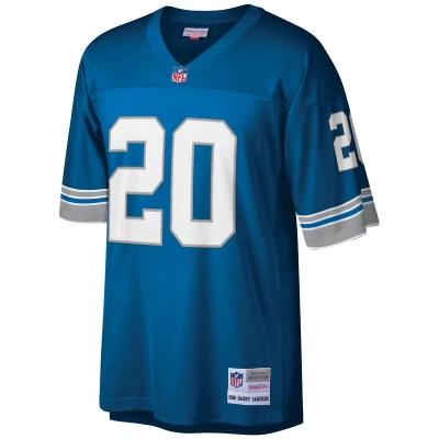 Detroit Lions Barry Sanders Mitchell & Ness Blue Big & Tall 1996 Retired Player Replica Jersey 01