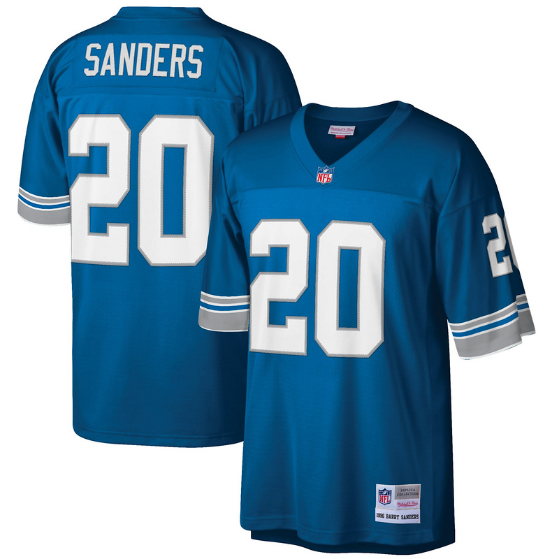 Detroit Lions Barry Sanders Mitchell & Ness Blue Big & Tall 1996 Retired Player Replica Jersey