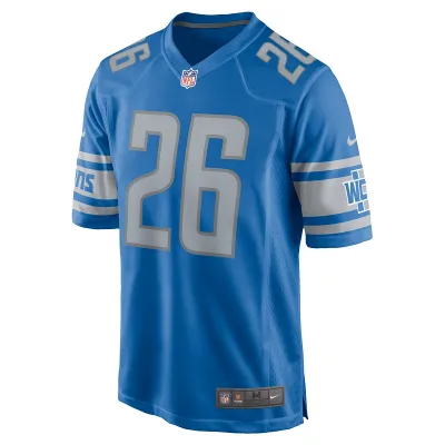 Men's Detroit Lions Jahmyr Gibbs Nike Blue 2023 NFL Draft First Round Pick Game Jersey 01