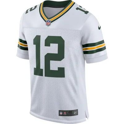 Men's Green Bay Packers Aaron Rodgers Nike White Classic Elite Player Jersey 01