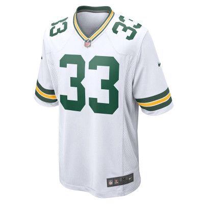 Men's Green Bay Packers Aaron Jones Nike White Game Player Jersey 01