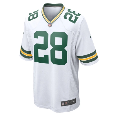 Men's Green Bay Packers AJ Dillon Nike White Game Player Jersey 01
