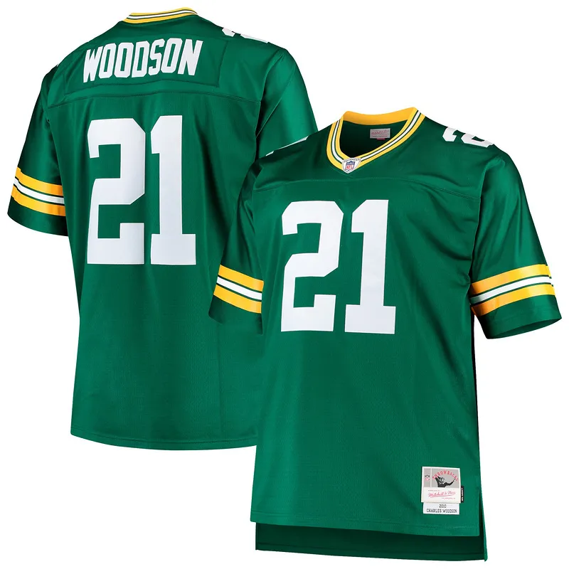 Men's Charles Woodson Mitchell & Ness Green Big & Tall 2010 Retired Player Replica Jersey