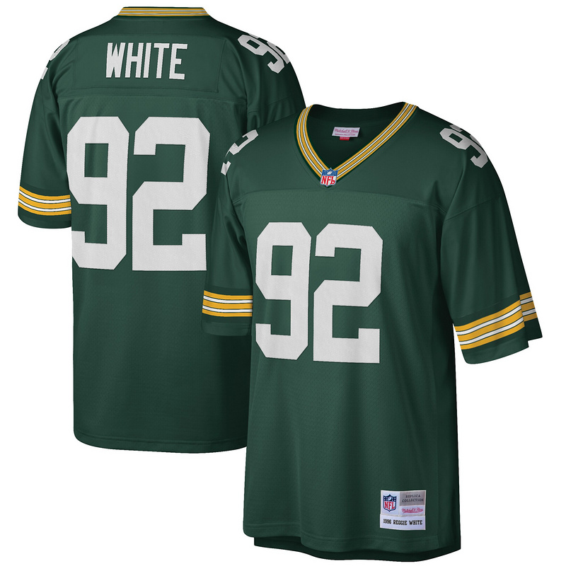 Green Bay Pack Reggie White Mitchell & Ness Green Big & Tall 1996 Retired Player Replica Jersey