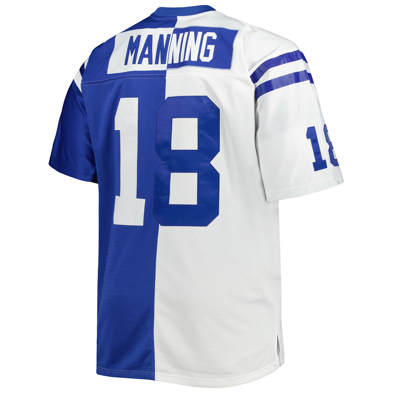 Peyton Manning Mitchell & Ness WhiteRoyal Big & Tall Split Legacy Retired Player Replica Jersey