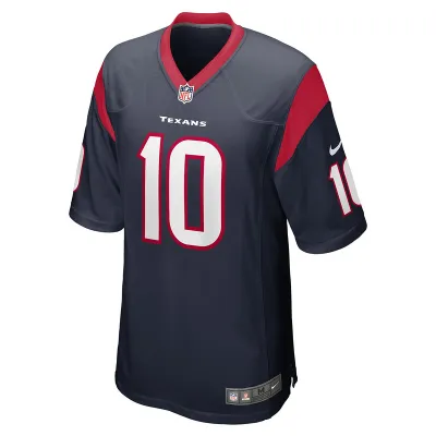 Men's Houston Texans Davis Mills Nike Navy Game Jersey 01