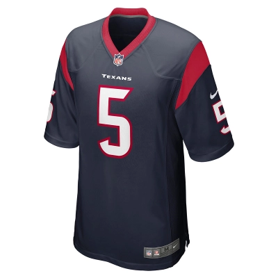 Men's Houston Texans Jalen Pitre Nike Navy Game Player Jersey 01
