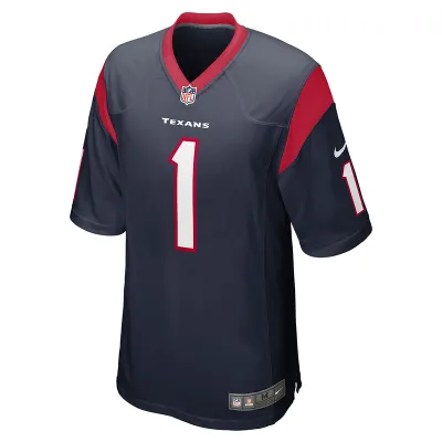 Men's Houston Texans Number 1 Dad Nike Navy Game Jersey 01