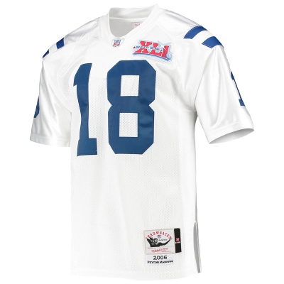 Men's 2006 Peyton Manning Mitchell & Ness White Authentic Throwback Retired Player Jersey 01