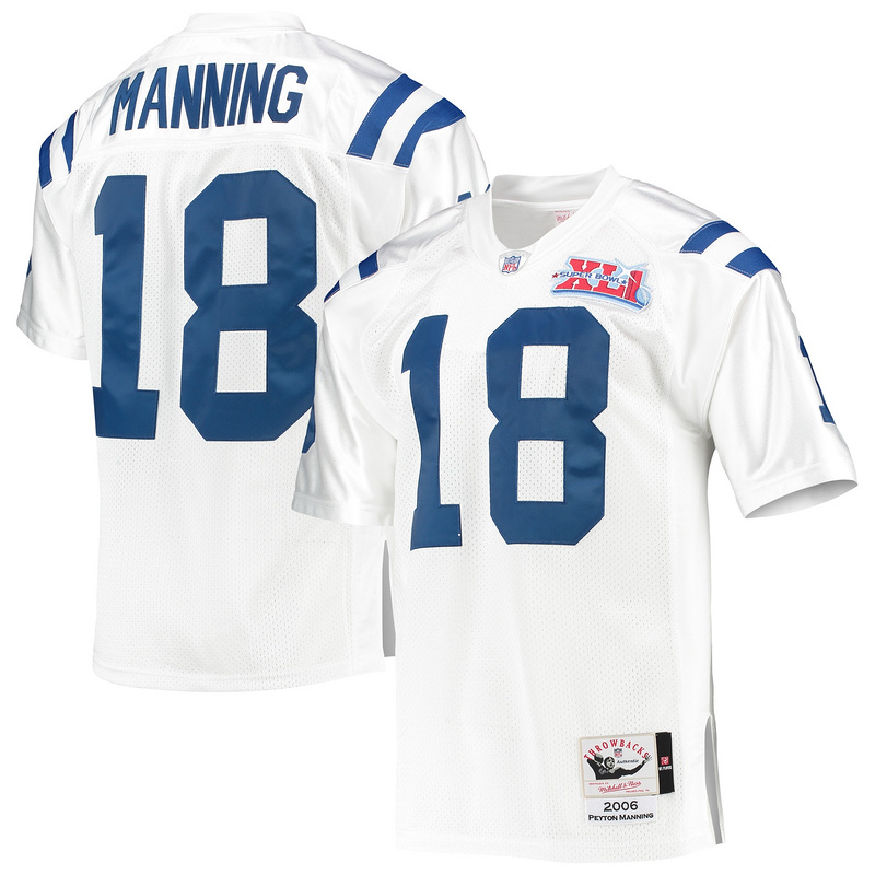 Men's 2006 Peyton Manning Mitchell & Ness White Authentic Throwback Retired Player Jersey