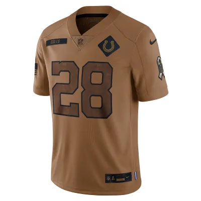 Men's Indianapolis Colts Jonathan Taylor Nike Brown 2023 Salute To Service Limited Jersey 01