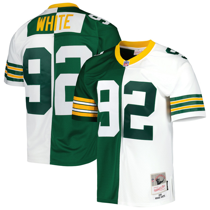 Green Bay Packers Reggie White Mitchell & Ness GreenWhite 1996 Split Legacy Replica Jersey