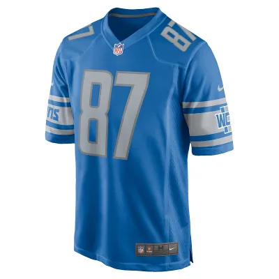 Men's Detroit Lions Sam LaPorta Nike Blue Team Game Jersey 01