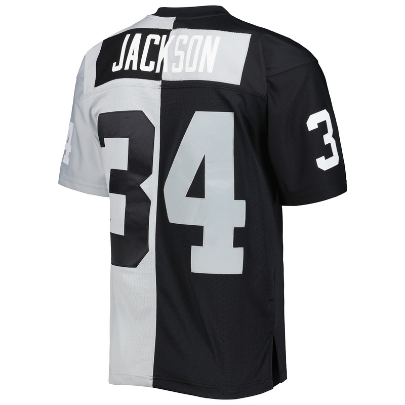 Men's Las Vegas Raiders Bo Jackson Mitchell & Ness BlackSilver 1988 Split Legacy Replica Jersey