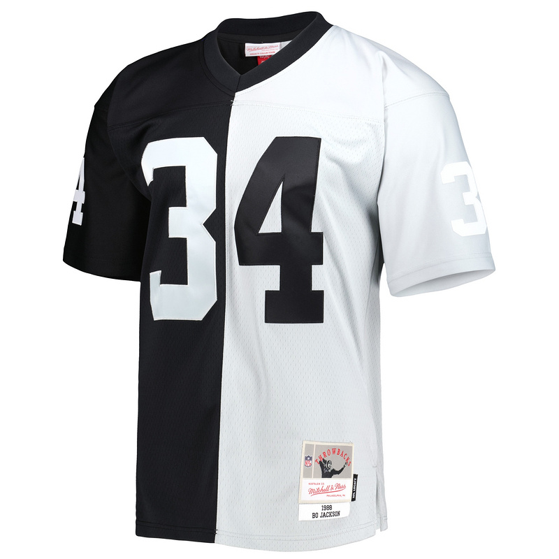 Men's Las Vegas Raiders Bo Jackson Mitchell & Ness BlackSilver 1988 Split Legacy Replica Jersey