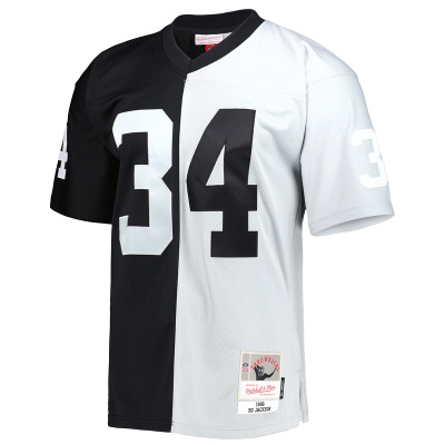 Men's Las Vegas Raiders Bo Jackson Mitchell & Ness BlackSilver 1988 Split Legacy Replica Jersey 01