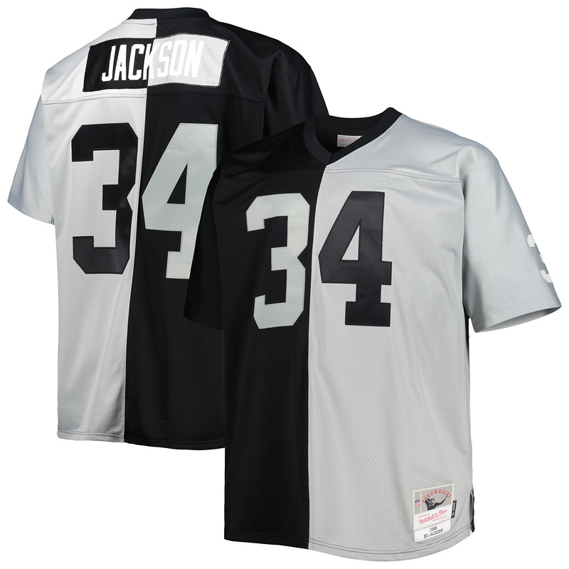 Bo Jackson Mitchell & Ness BlackSilver Big & Tall Split Legacy Retired Player Replica Jersey
