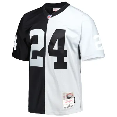 Men's Charles Woodson Mitchell & Ness BlackSilver 1998 Split Legacy Replica Jersey 01
