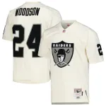 Men's Las Vegas Raiders Charles Woodson Mitchell & Ness Cream Chainstitch Legacy Jersey