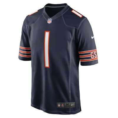 Men's Chicago Bears Number 1 Dad Nike Navy Game Jersey 01