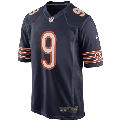 Men's Chicago Bears Nick Foles Nike Navy Game Jersey 01