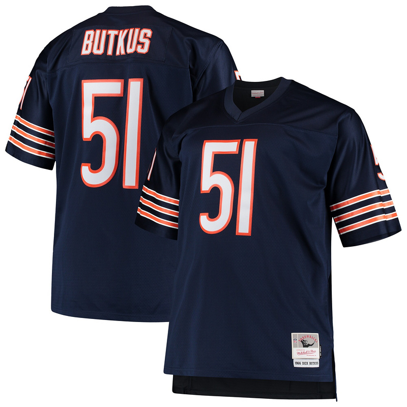 Chicago Bears Dick Butkus Mitchell & Ness Navy Big & Tall 1966 Retired Player Replica Jersey