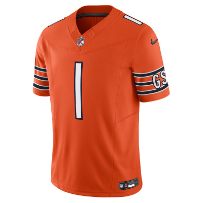 Men's Chicago Bears Justin Fields Nike Orange Vapor F.U.S.E. Limited Jersey 01