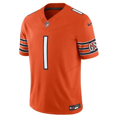 Men's Chicago Bears Justin Fields Nike Orange Vapor F.U.S.E. Limited Jersey 01