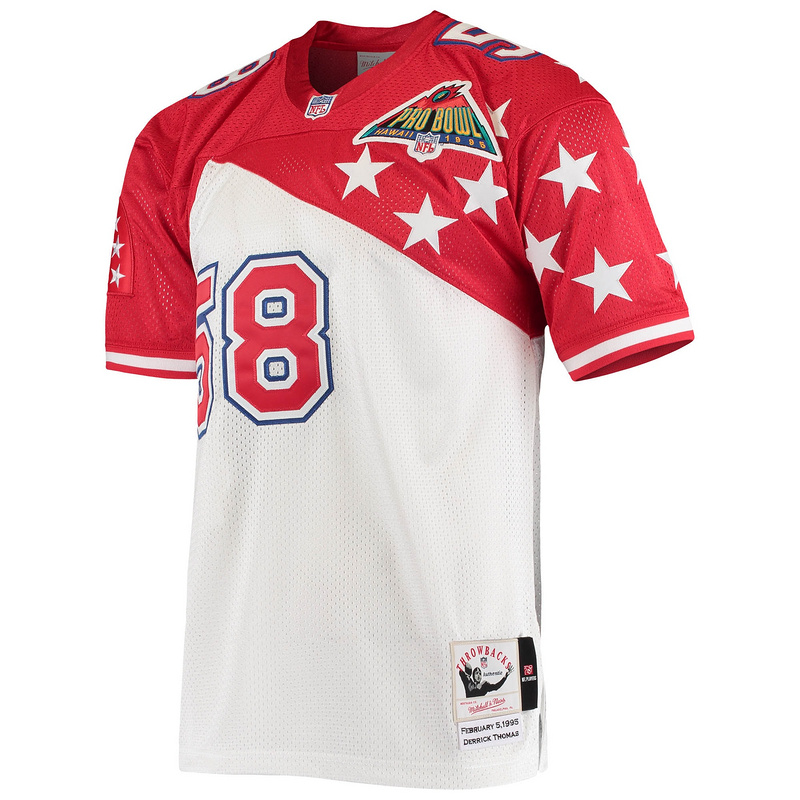 Men's AFC Derrick Thomas Mitchell & Ness WhiteRed 1995 Pro Bowl Authentic Jersey
