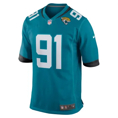 Men's Jacksonville Jaguars Dawuane Smoot Nike Teal Game Jersey 01