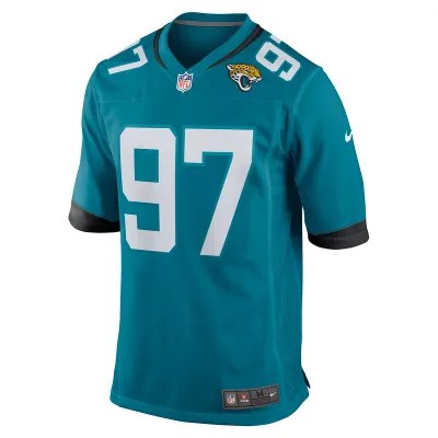 Men's Jacksonville Jaguars Henry Mondeaux Nike Teal Game Jersey 01