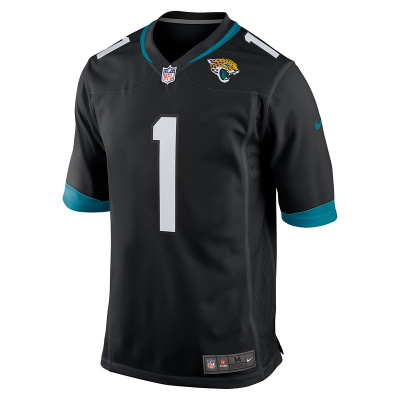 Men's Jacksonville Jaguars Travis Etienne Nike Black Game Jersey 01