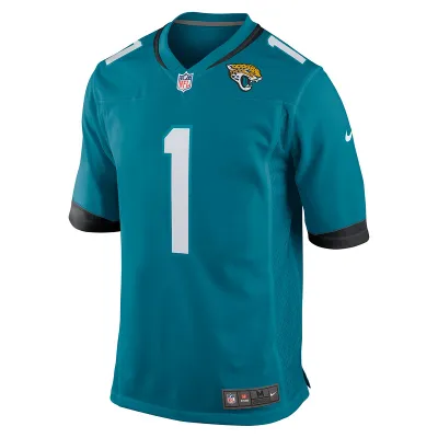 Men's Jacksonville Jaguars Travis Etienne Nike Teal Game Jersey 01