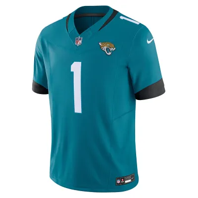 Men's Jacksonville Jaguars Travis Etienne Nike Teal Vapor F.U.S.E. Limited Jersey 01