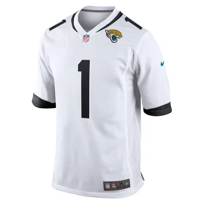 Men's Jacksonville Jaguars Travis Etienne Jr. Nike White Game Player Jersey 01