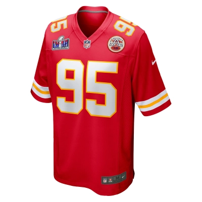 Men's Kansas City Chiefs Chris Jones Nike Red Super Bowl LVIII Game Jersey 01
