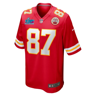 Men's Kansas City Chiefs Travis Kelce Nike Red Super Bowl LVII (2022 Season) Patch Game Jersey 01
