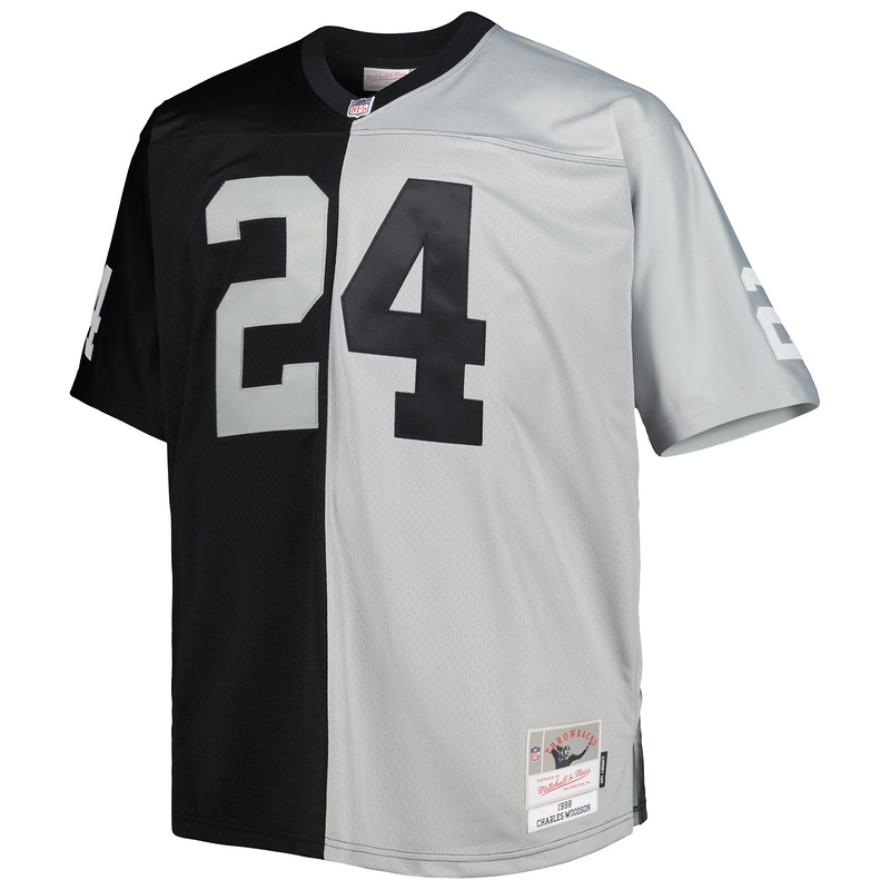 Charles Woodson Mitchell & Ness BlackSilver Big&Tall Split Legacy Retired Player Replica Jersey