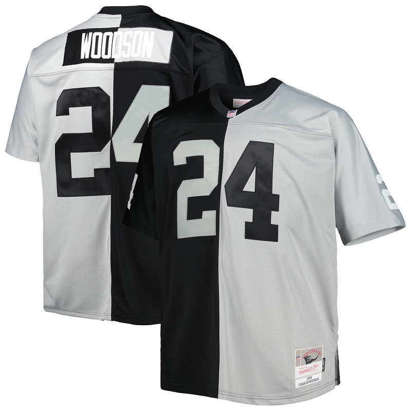 Charles Woodson Mitchell & Ness BlackSilver Big&Tall Split Legacy Retired Player Replica Jersey