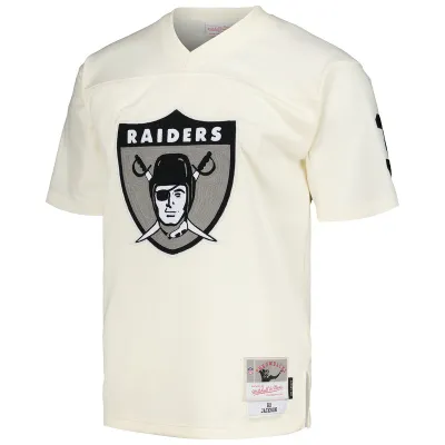 Men's Las Vegas Raiders Bo Jackson Mitchell & Ness Cream Chainstitch Legacy Jersey 01