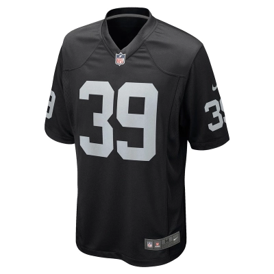 Men's Las Vegas Raiders Nate Hobbs Nike Black Game Jersey 01