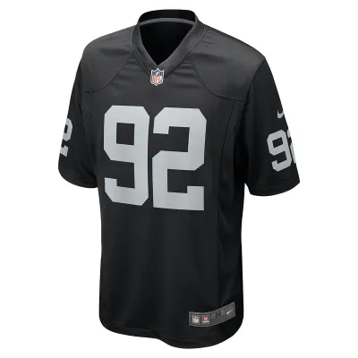 Men's Las Vegas Raiders Richard Seymour Nike Black Retired Player Game Jersey 01
