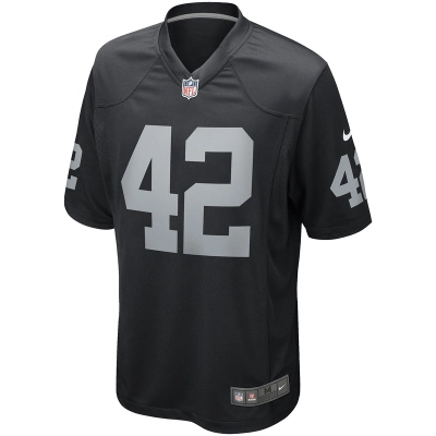 Men's Las Vegas Raiders Ronnie Lott Nike Black Game Retired Player Jersey 01
