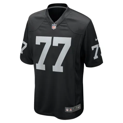 Men's Las Vegas Raiders Thayer Munford Jr. Nike Black Team Game Jersey 01
