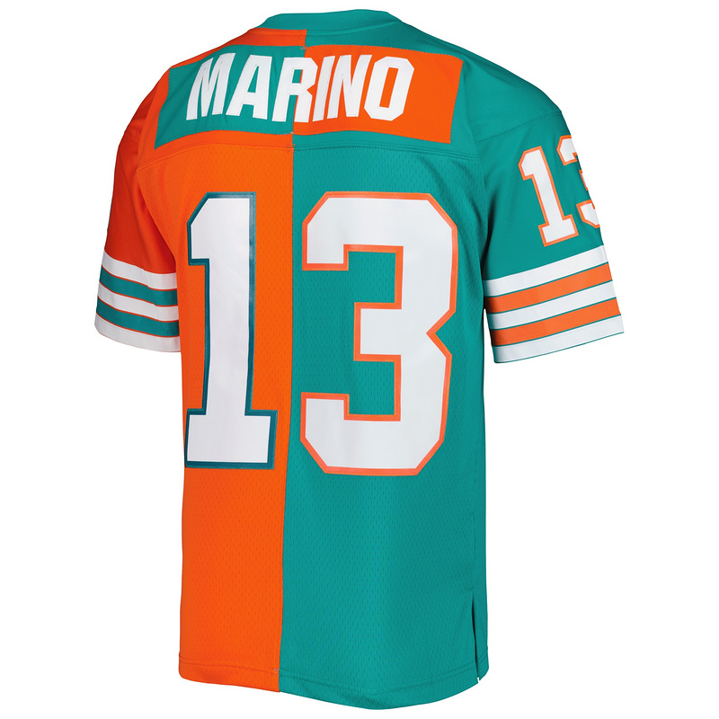 Men's Miami Dolphins Dan Marino Mitchell & Ness AquaOrange 1984 Split Legacy Replica Jersey