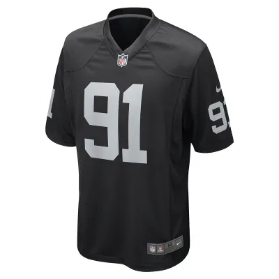 Men's Las Vegas Raiders Bilal Nichols Nike Black Game Player Jersey 01