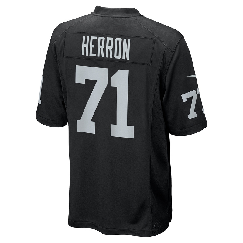 Men's Las Vegas Raiders Justin Herron Nike Black Team Game Jersey